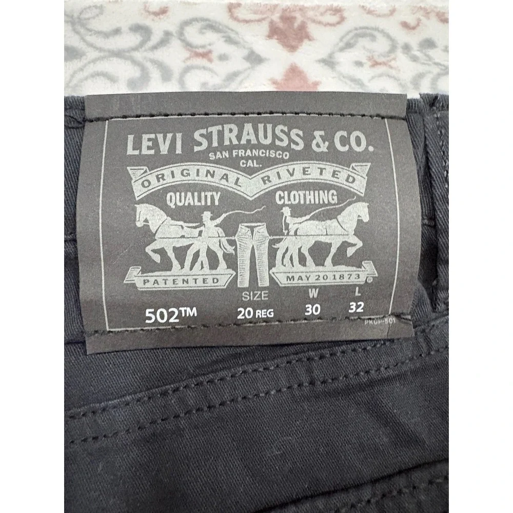 Levis 502 Regular Taper Pants Mens 30x32 Black Twill Chino Trousers